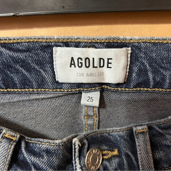 Agolde | High Rise Stovepipe Jeans Straight Leg Denim Captivate Size 25 - Picture 3 of 13